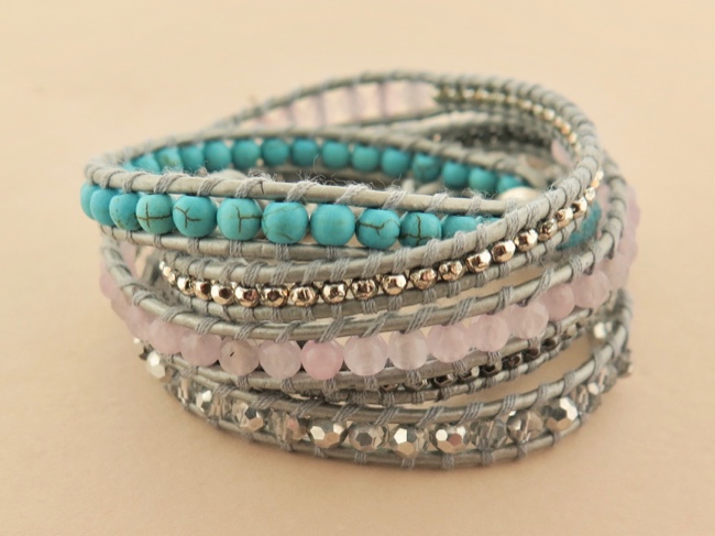 Beaded Leather Wrap - Click Image to Close