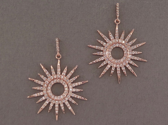Rose Silver Sun Earrings - Click Image to Close