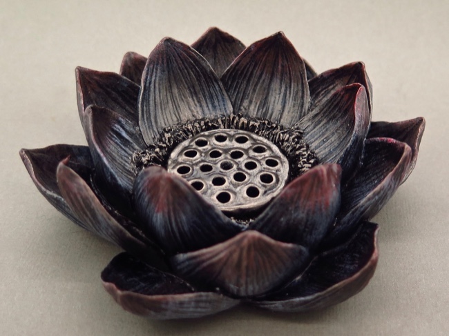 Lotus Bronzeplated Incense and Candle Holder - Click Image to Close
