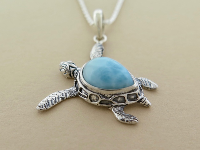 Larimar Sterling Turtle - Click Image to Close