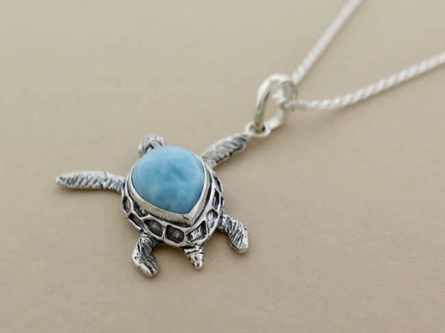 Larimar Sterling Turtle - Click Image to Close