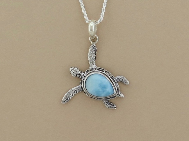 Larimar Sterling Turtle - Click Image to Close
