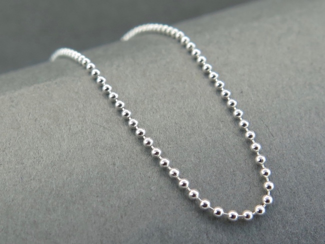 Chain, Sterling Bead 16in - Click Image to Close
