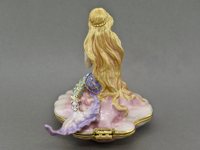 Enamel Box - Mermaid with Austrian Crystals - Click Image to Close