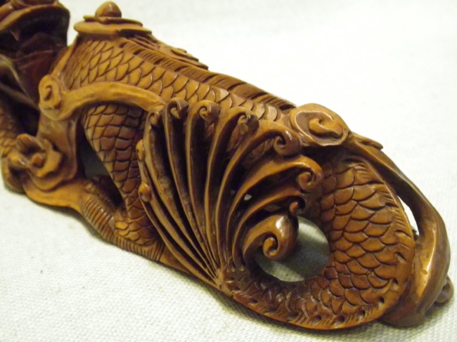 Handcarved Boxwood Resting Dragon from China - Click Image to Close