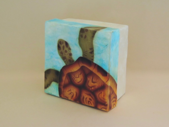 Capiz Shell Airbrushed Turtle Box from Phillipines - Click Image to Close