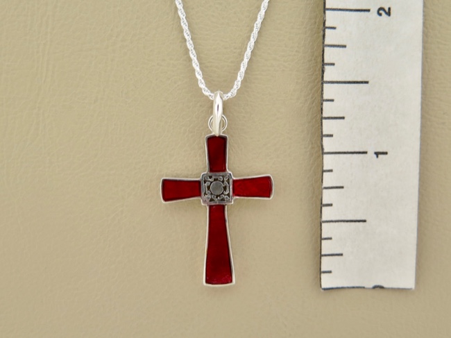 Coral Cross Necklace - Click Image to Close