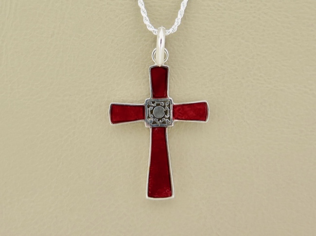 Coral Cross Necklace - Click Image to Close