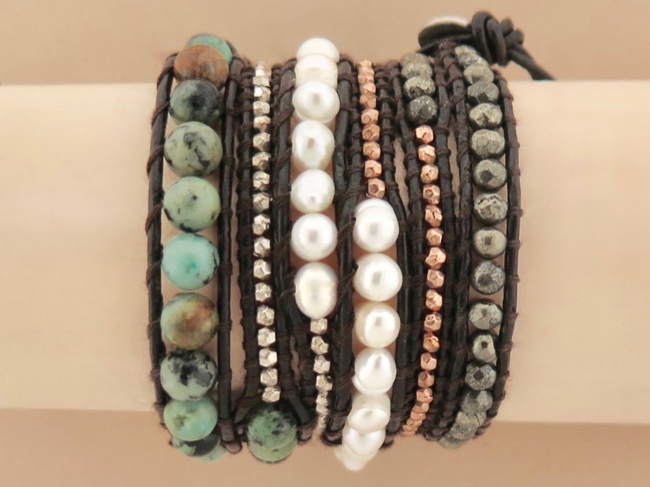 Beaded Leather Wrap - Click Image to Close