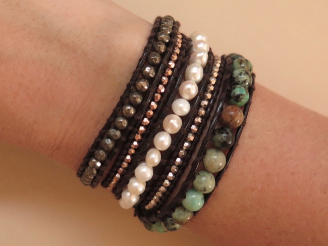 Beaded Leather Wrap - Click Image to Close