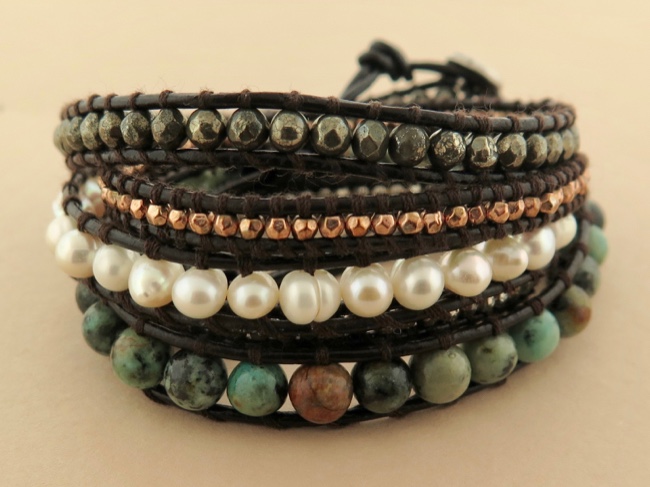 Beaded Leather Wrap - Click Image to Close