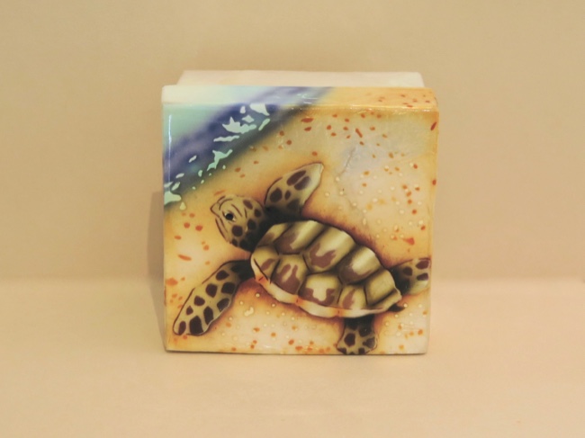 Capiz Shell Airbrushed Baby Turtle Hatchling - Click Image to Close