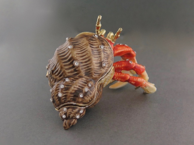 Enamel Box - Hermit Crab with Austrian Crystals - Click Image to Close