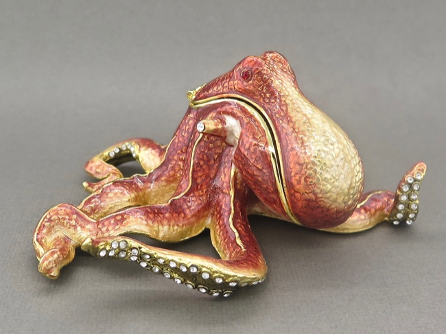 Enamel Box - Octopus with Austrian Crystals - Click Image to Close