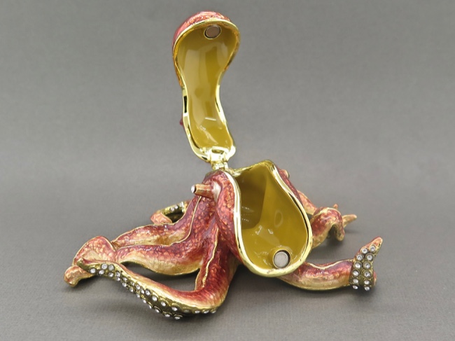 Enamel Box - Octopus with Austrian Crystals - Click Image to Close