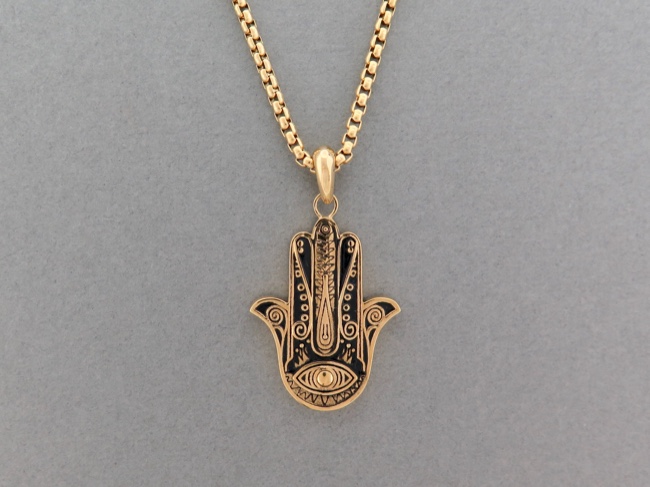 Hamsa Enamel Necklace - Click Image to Close