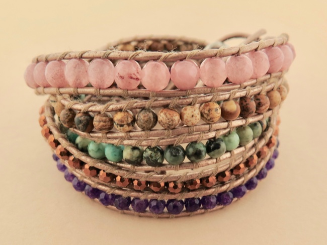 Beaded Leather Wrap - Click Image to Close