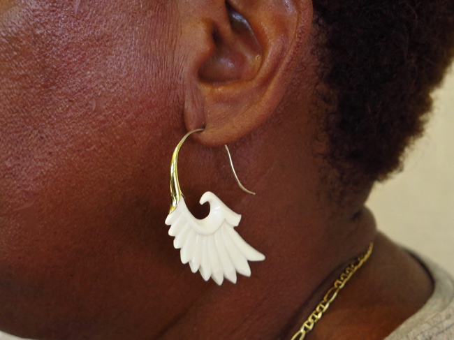 Bone Wing Earrings - Click Image to Close