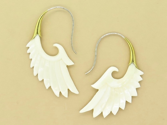 Bone Wing Earrings - Click Image to Close