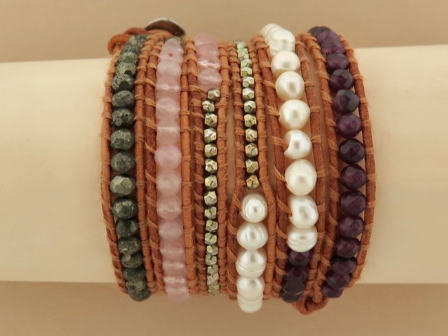 Beaded Leather Wrap - Click Image to Close