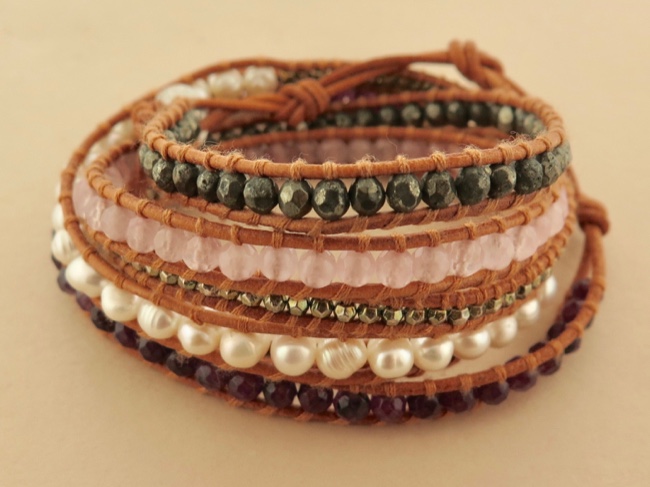 Beaded Leather Wrap - Click Image to Close