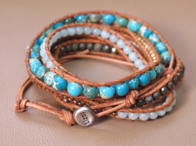 Beaded Leather Wrap - Click Image to Close