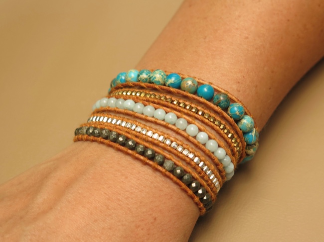 Beaded Leather Wrap - Click Image to Close