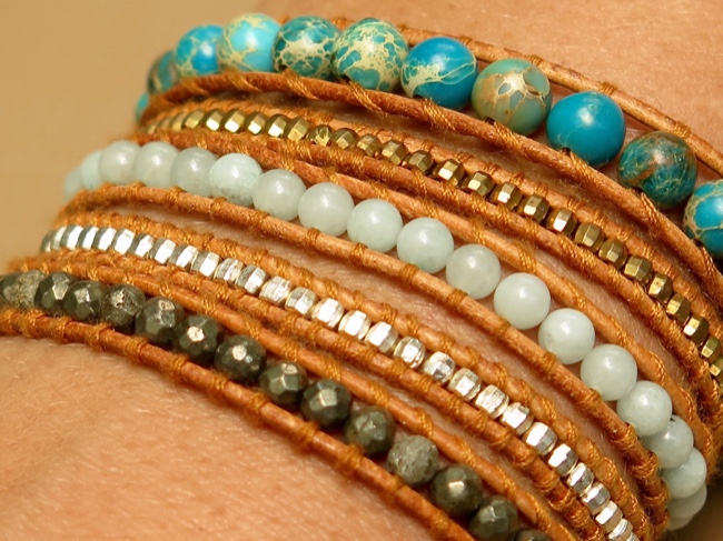 Beaded Leather Wrap - Click Image to Close