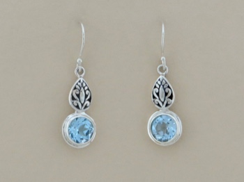 Blue Topaz Round Dangles