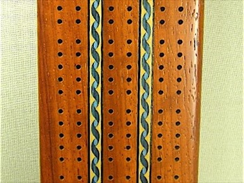 Wood Inlaid Cribbage Board African Paduak