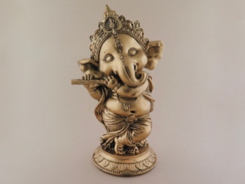 Baby Ganesha Joyously Playing Flute